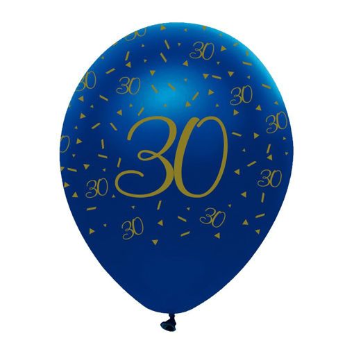 Picture of NAVY & GOLD GEODE 30TH BIRTHDAY LATEX BALLOON 12INCH 6 PACK